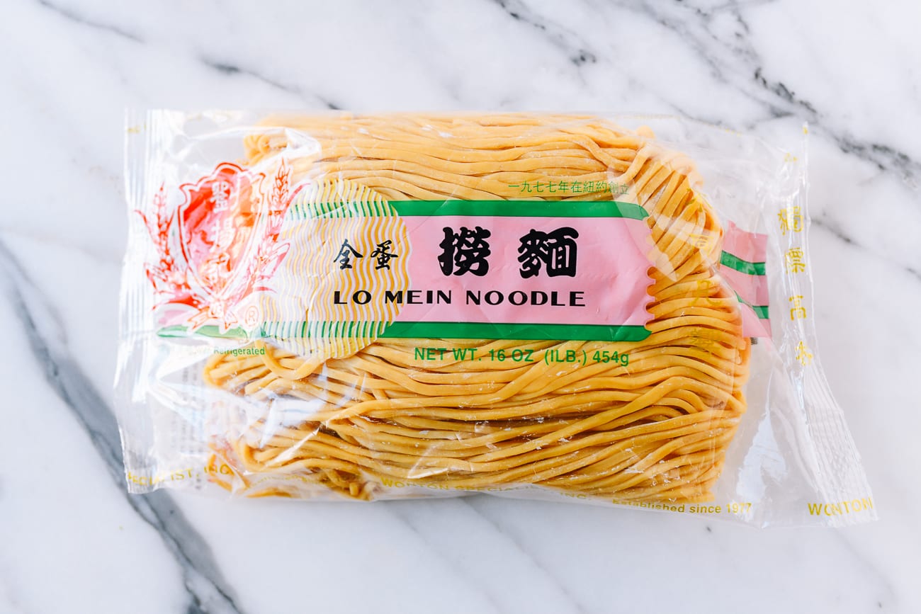 Package of raw lo mein noodles