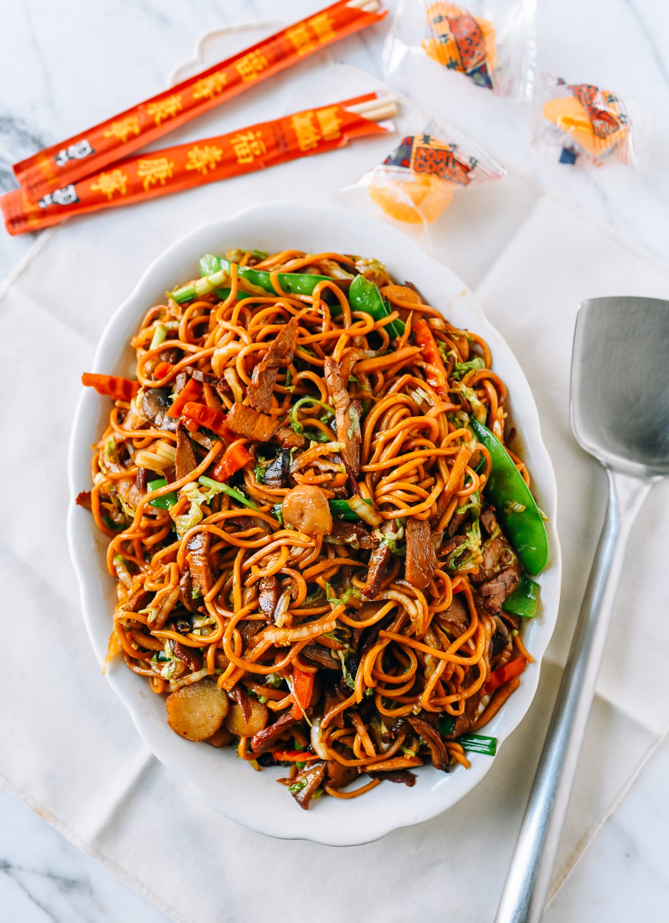 Plate of Pork Lo Mein