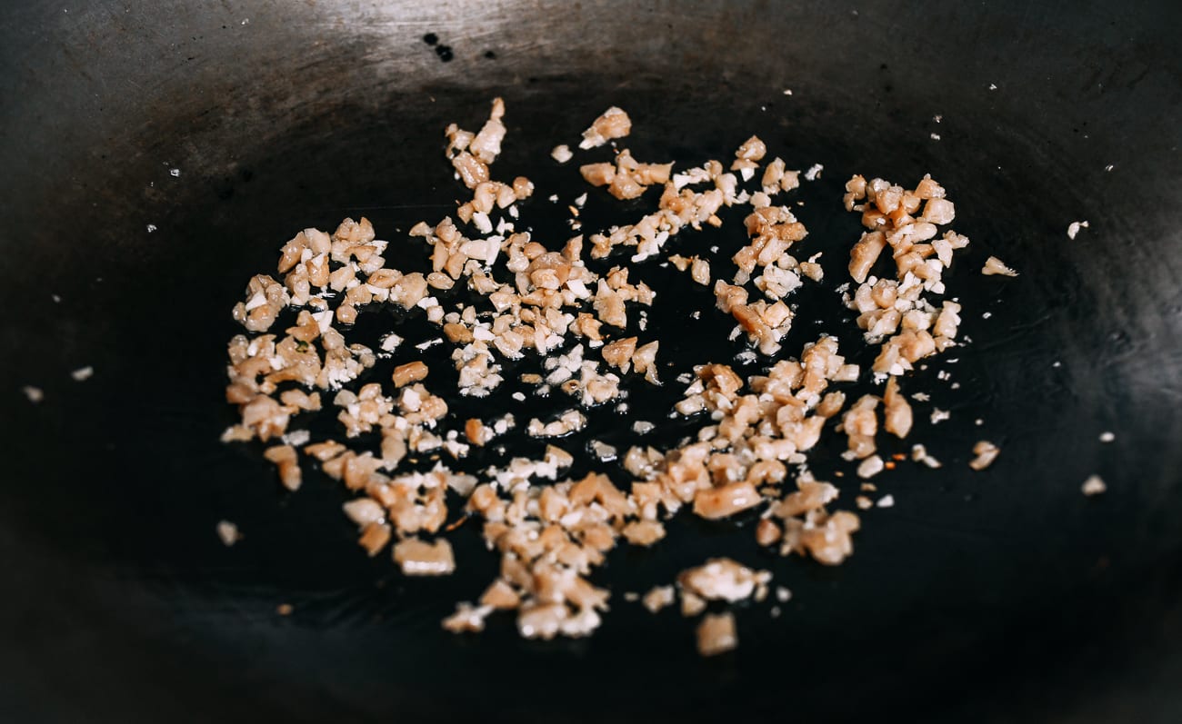 Radish spread in single layer in wok