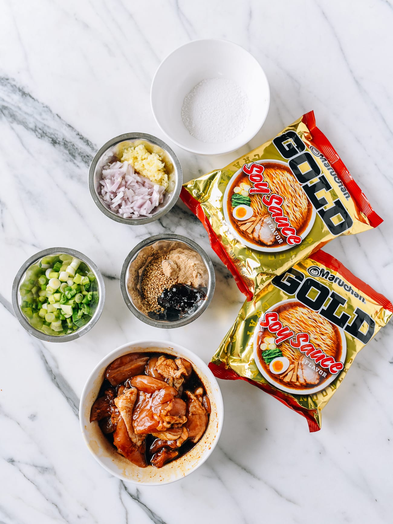 ingredients for soy garlic chicken instant ramen