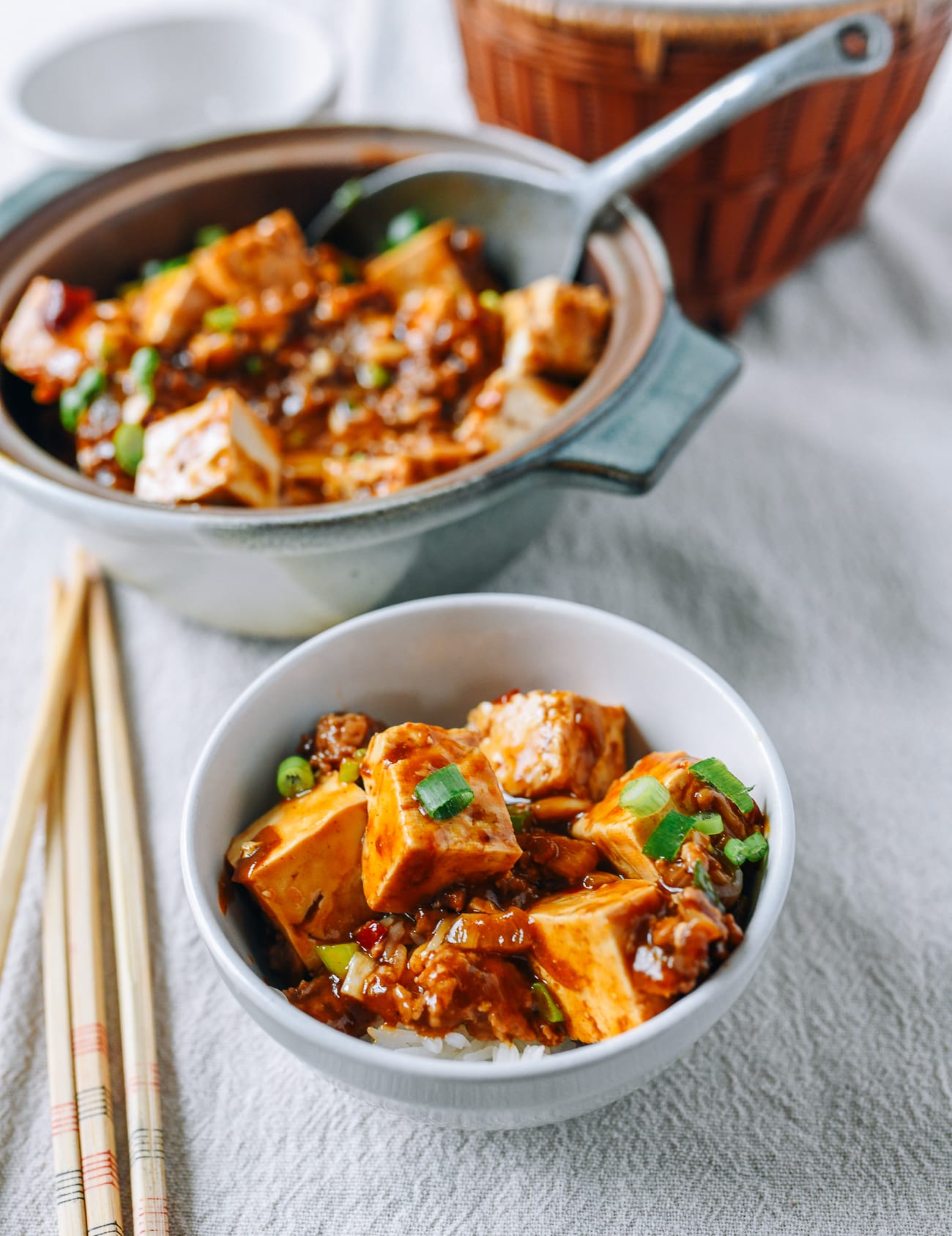 Bowl of Rice topped with garlic tofu