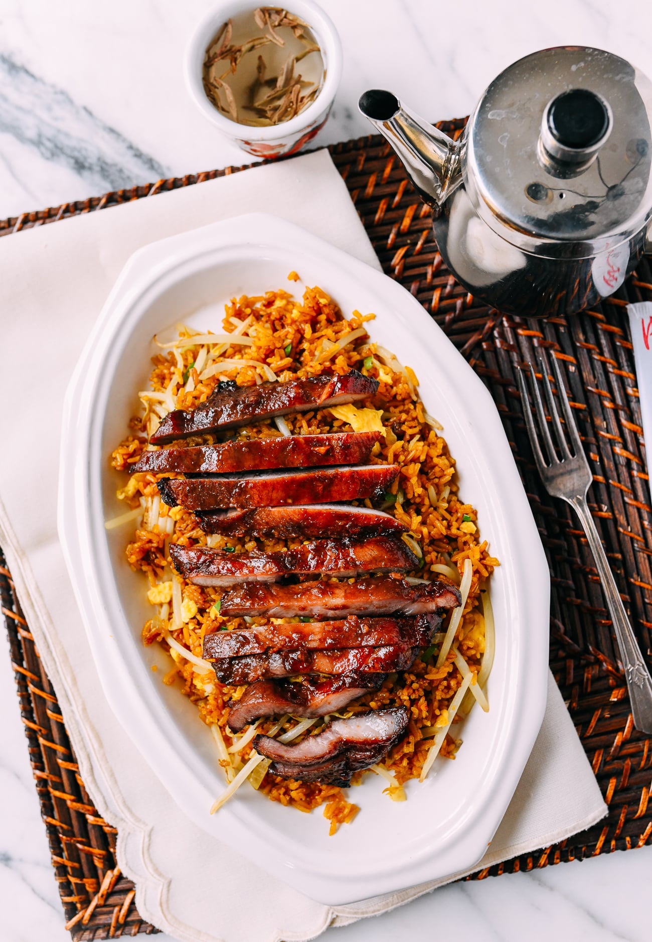 Chinese boneless ribs over fried rice