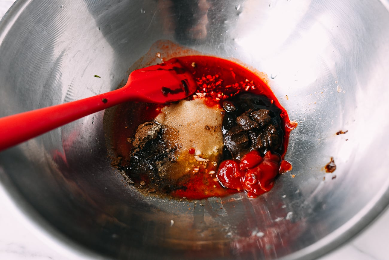 boneless ribs marinade ingredients in mixing bowl