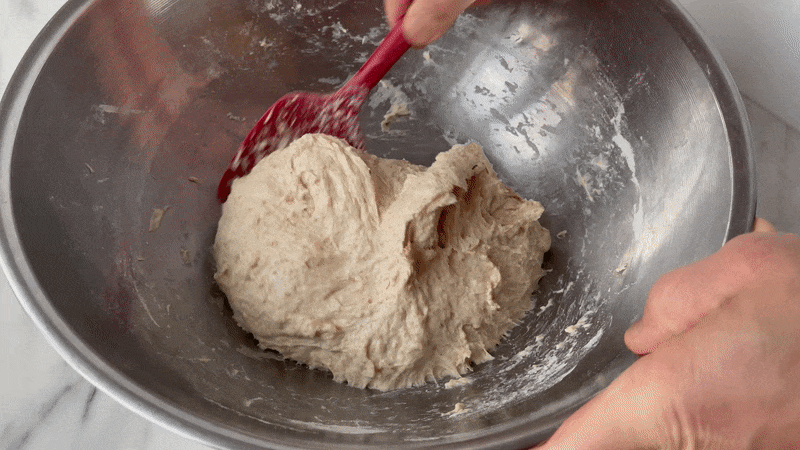 Kneading with a rubber spatula