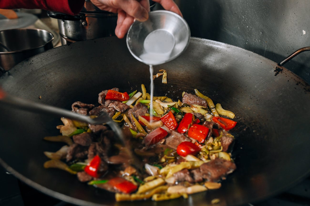Stirring in cornstarch slurry