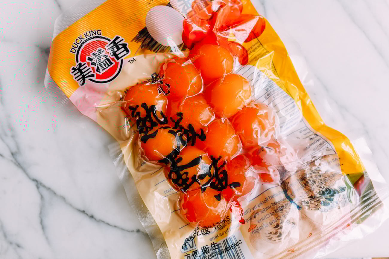 Salted duck egg yolks in vacuum sealed package