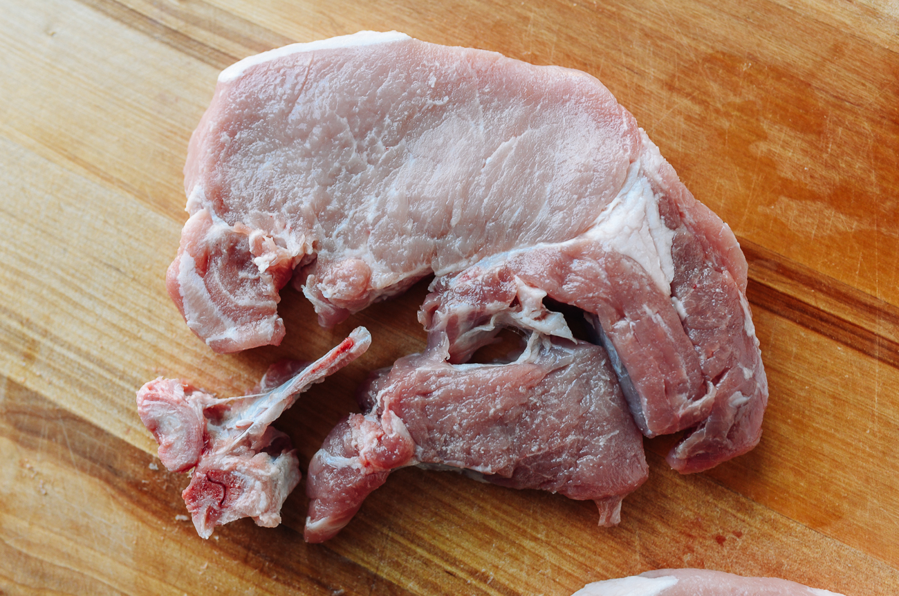 Bone removed from pork chop