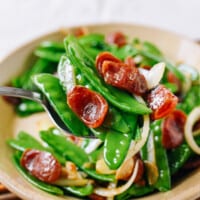 Snow peas with Chinese sausage