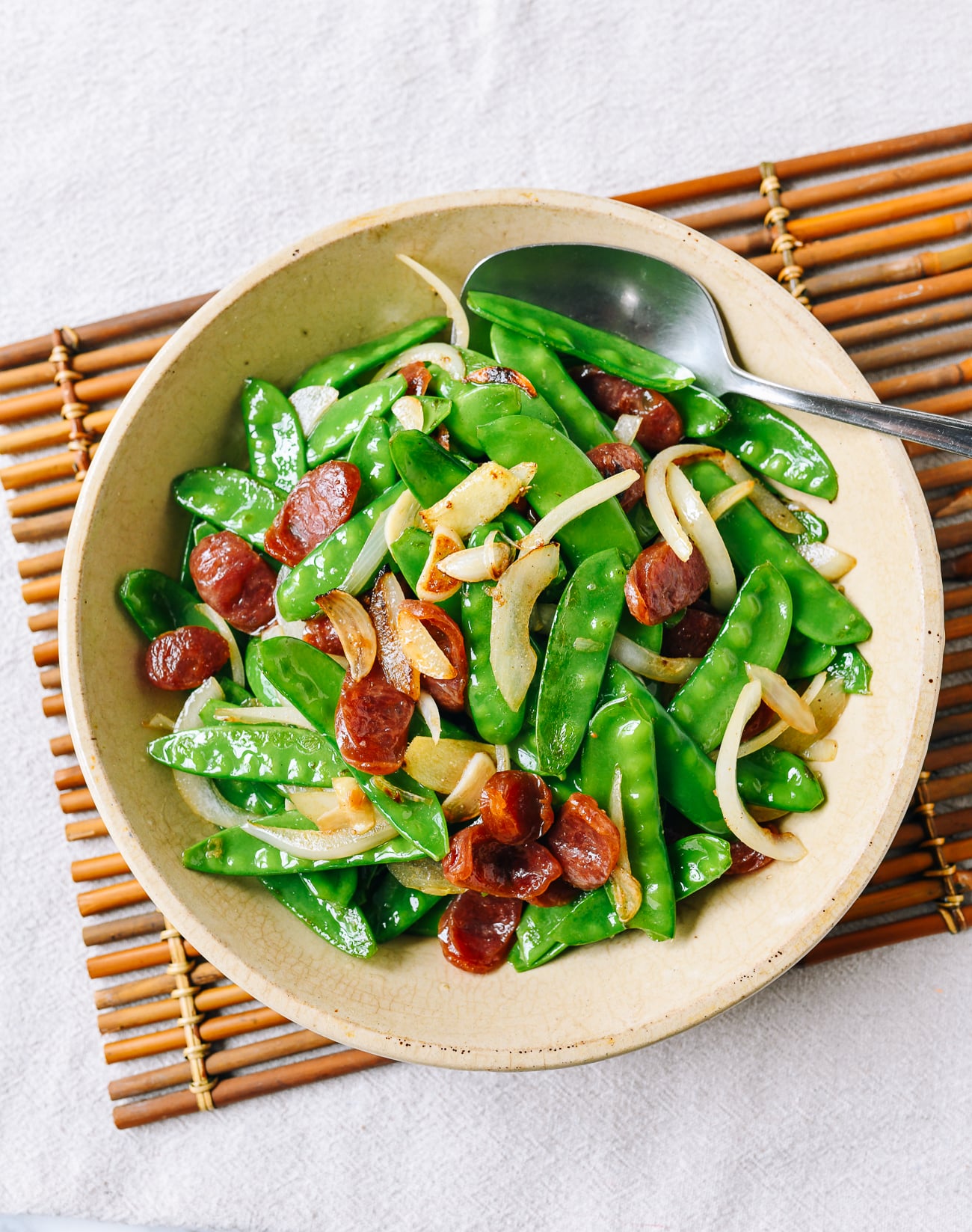 Snow Peas with Chinese Sausage