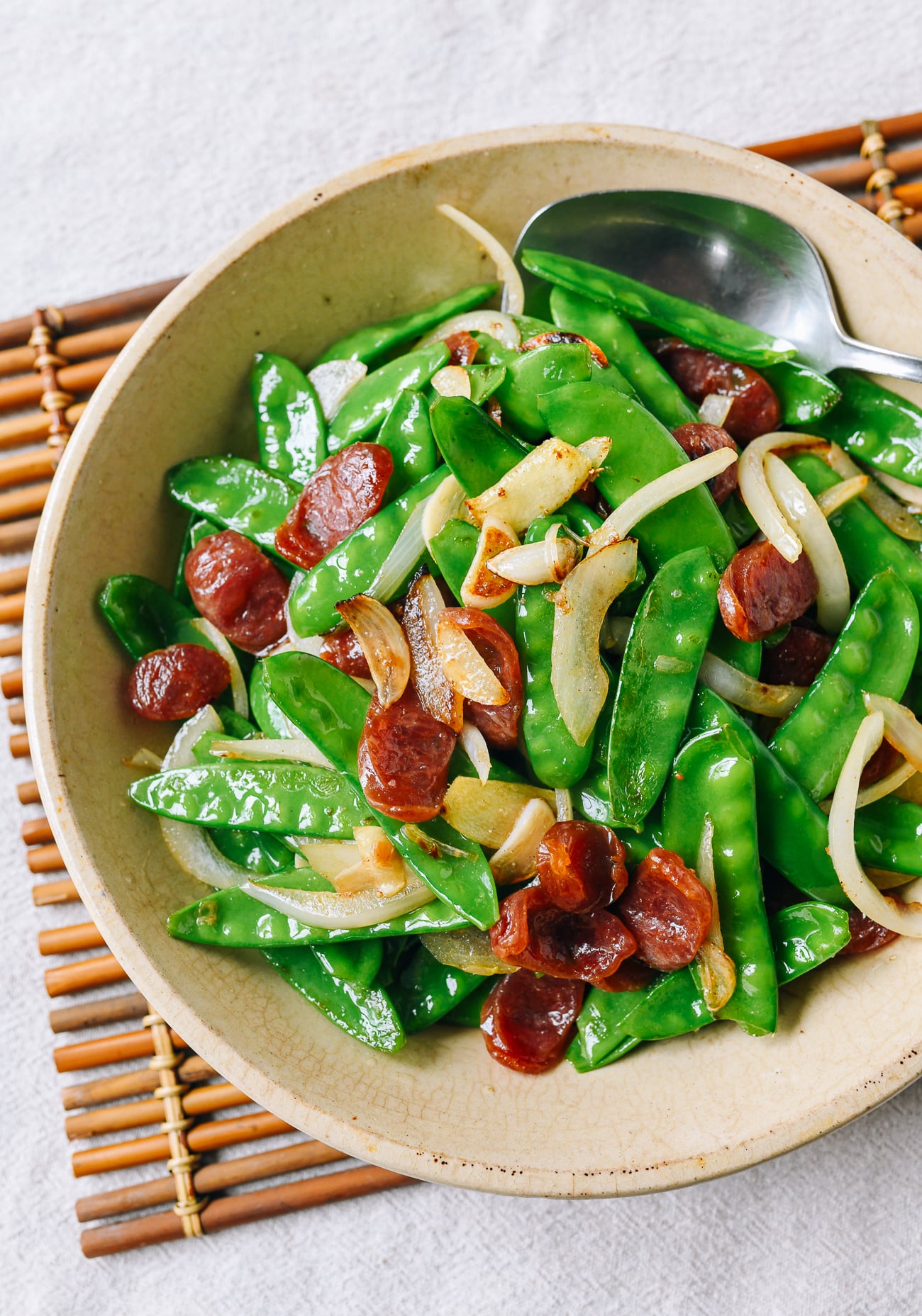Snow Peas with Chinese Sausage