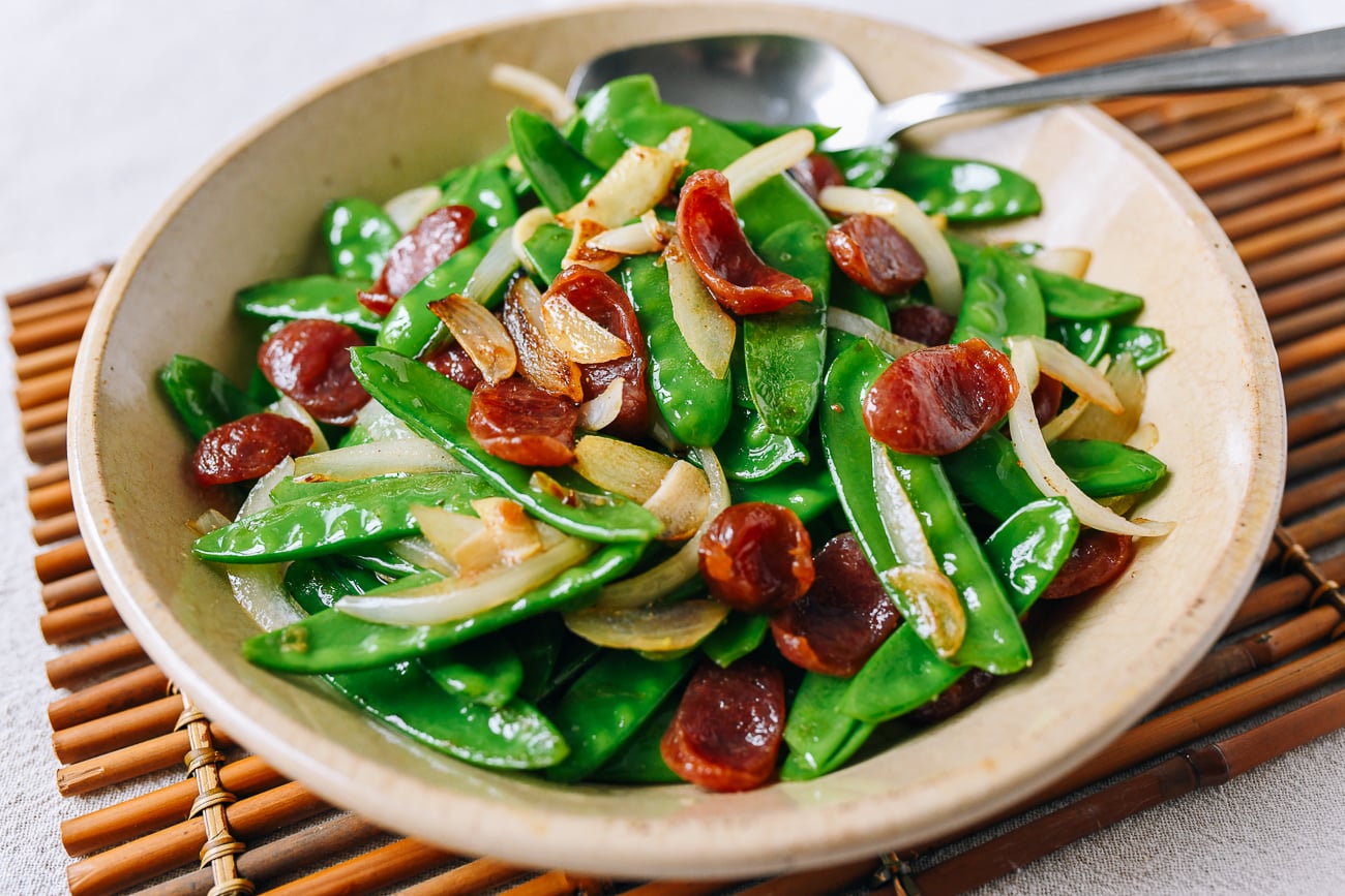 Snow Peas with Chinese Sausage