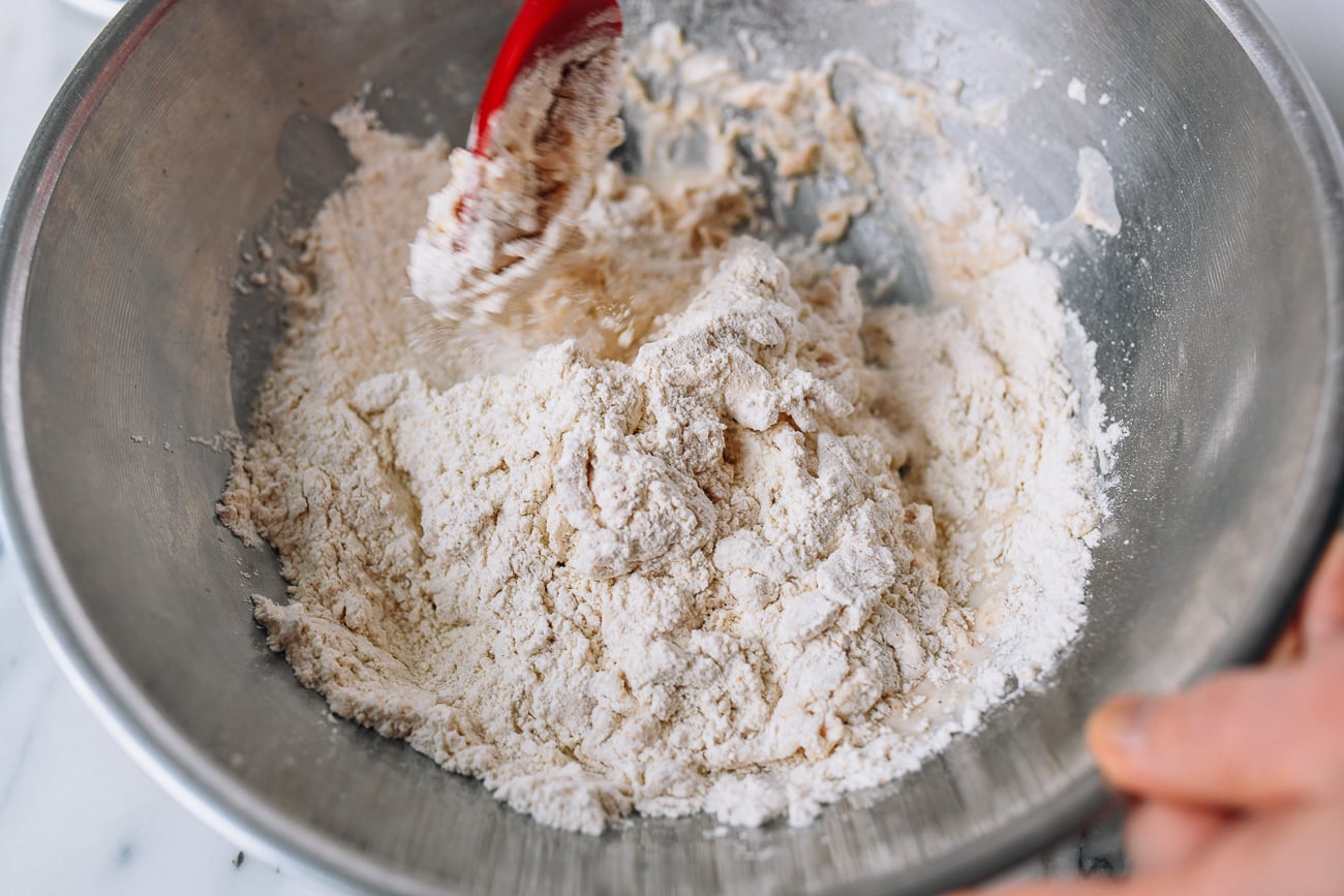 Mixing flour and water together