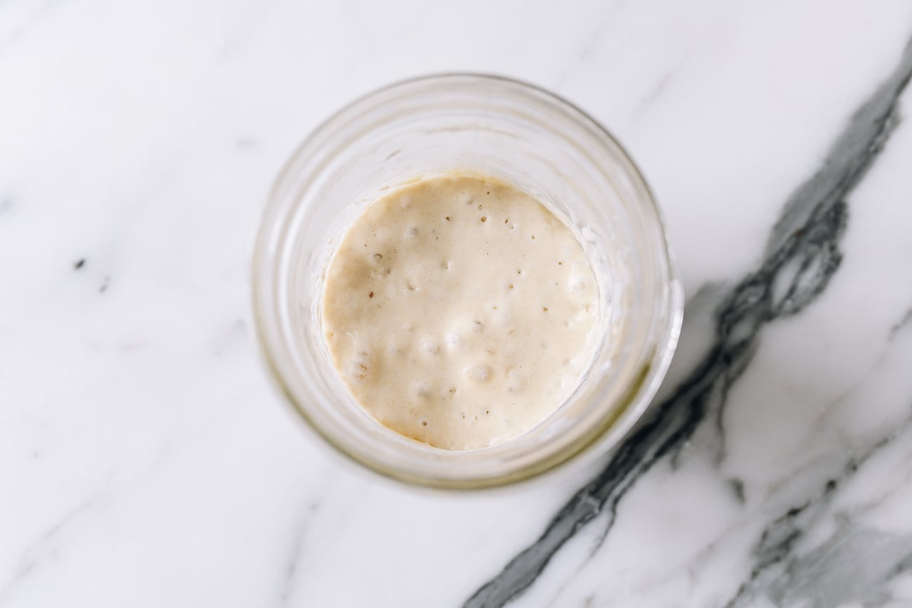 Sourdough starter bubbles