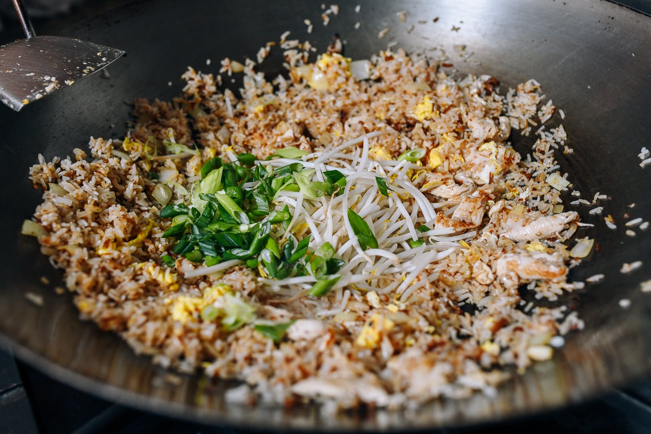 Scallions added to rice