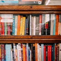 Cookbooks in lawyer's bookcase