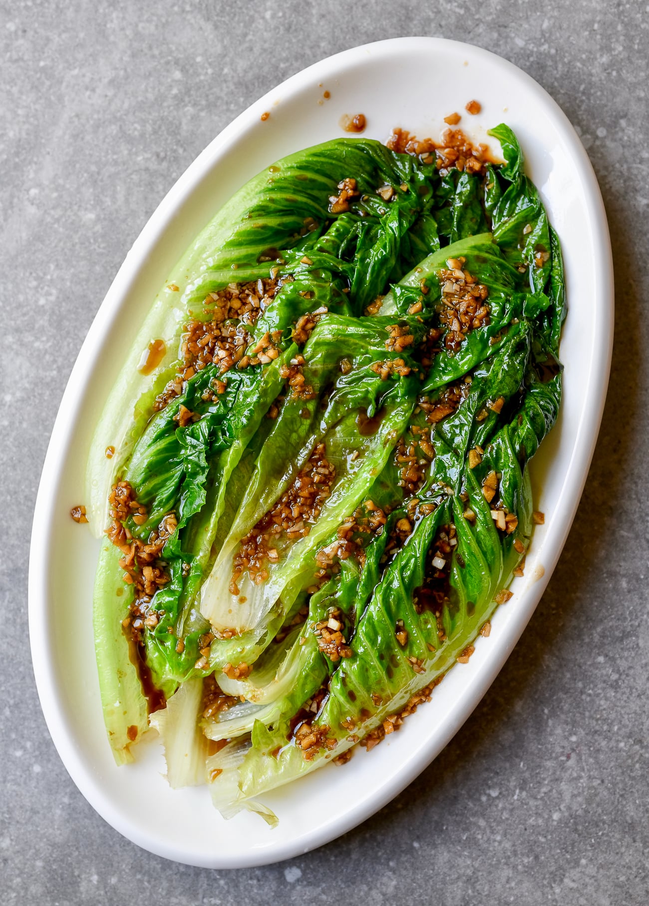 Chinese-style Cooked Lettuce with Oyster Sauce and Garlic