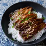 Eggplant Unagi over rice