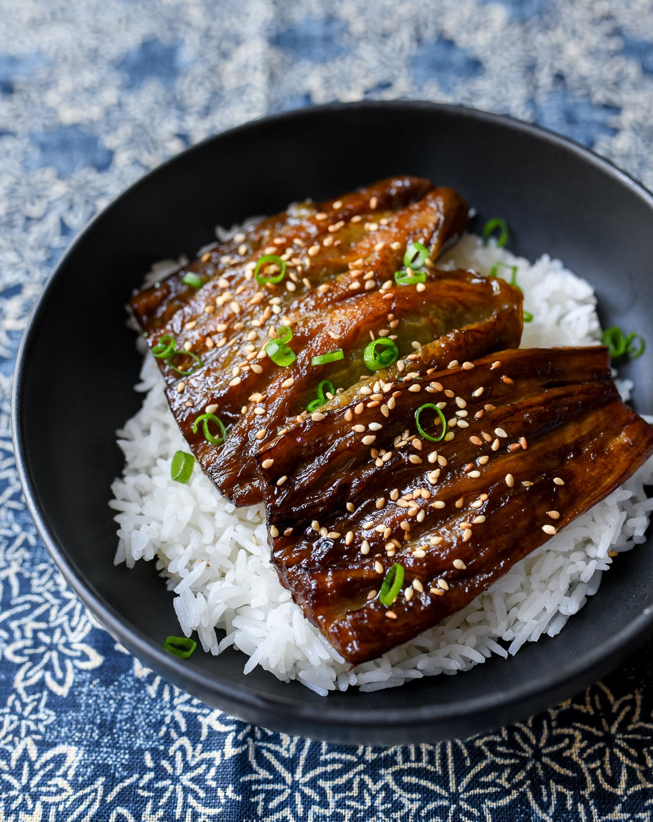 Eggplant Unagi over rice