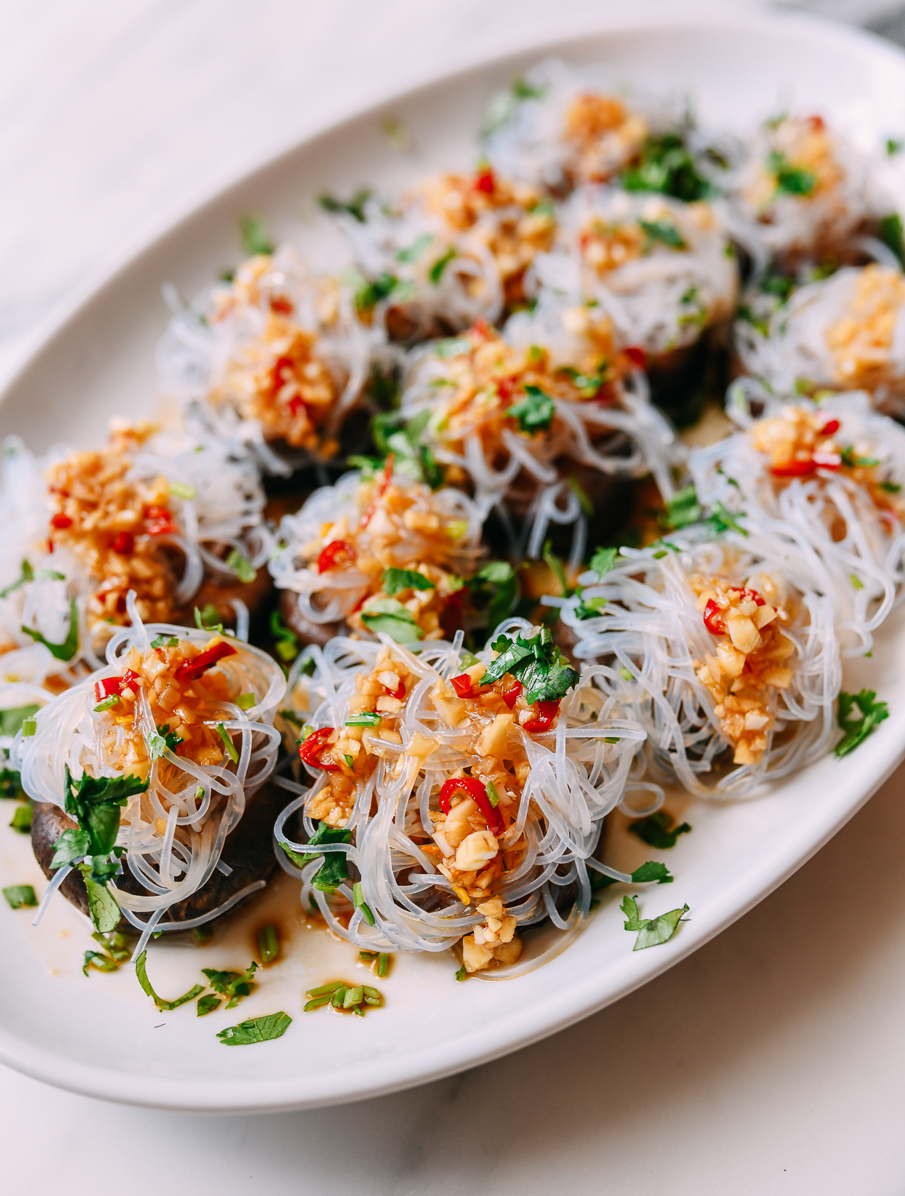 Spicy Garlic Shiitake Mushrooms with Glass Noodles