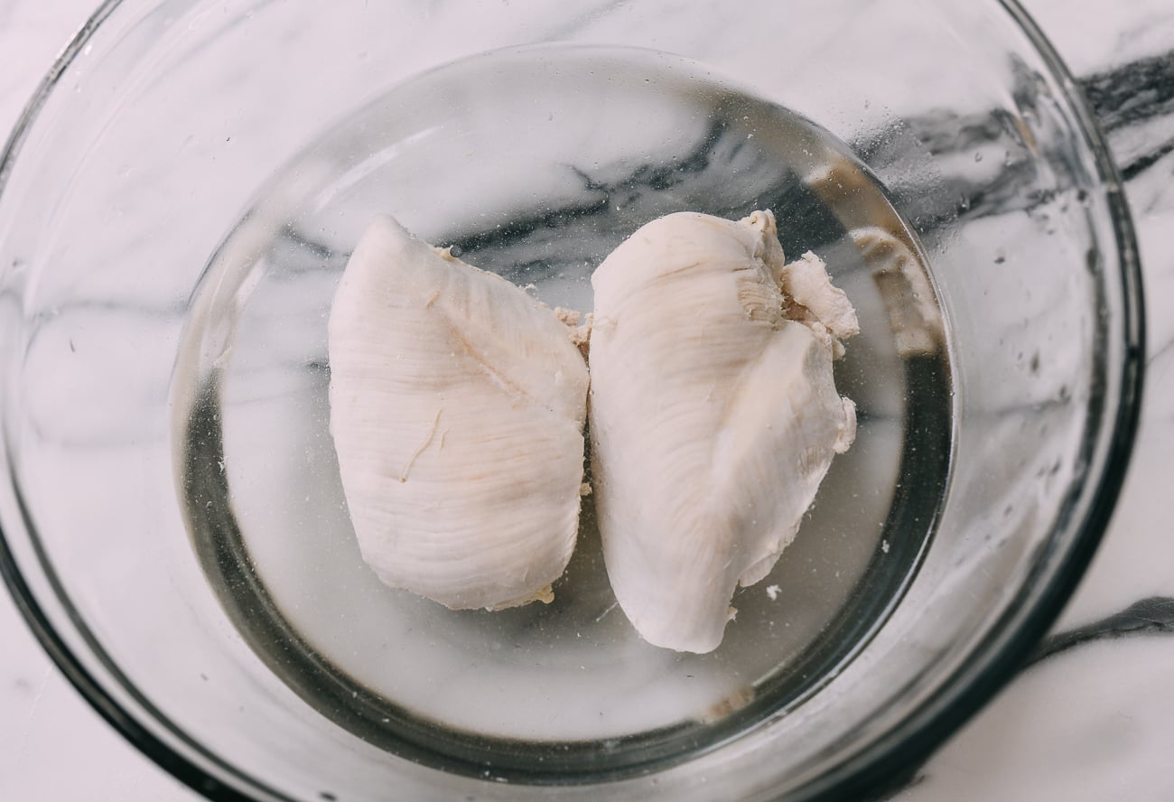 Poached Chicken Breast in cool water