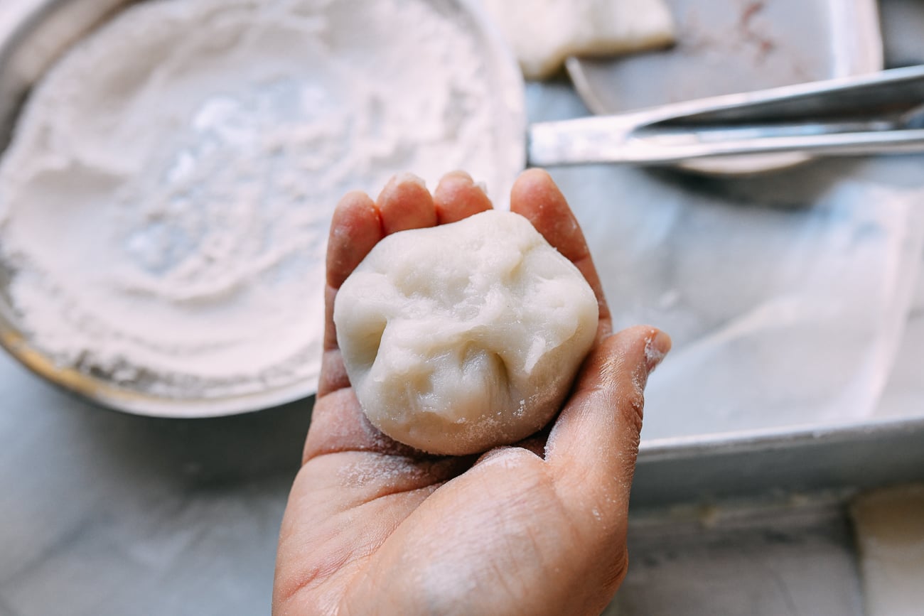 Mochi dough with seam pinched together