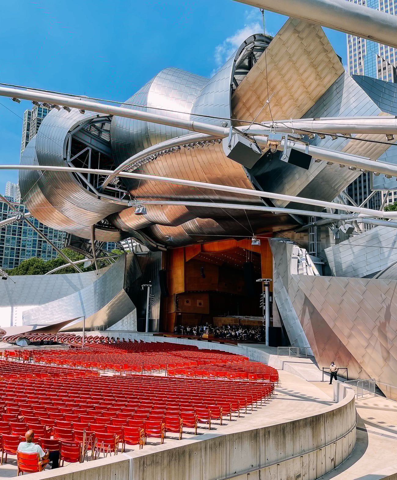 Concert Rehearsal in progress at Jay Pritzker Pavilion