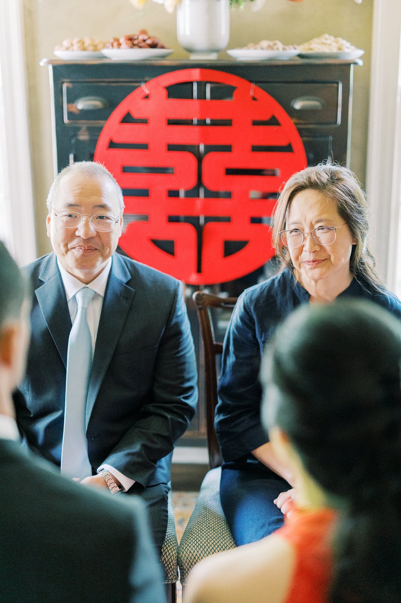 Sarah and Justin with Bill and Judy at tea ceremony