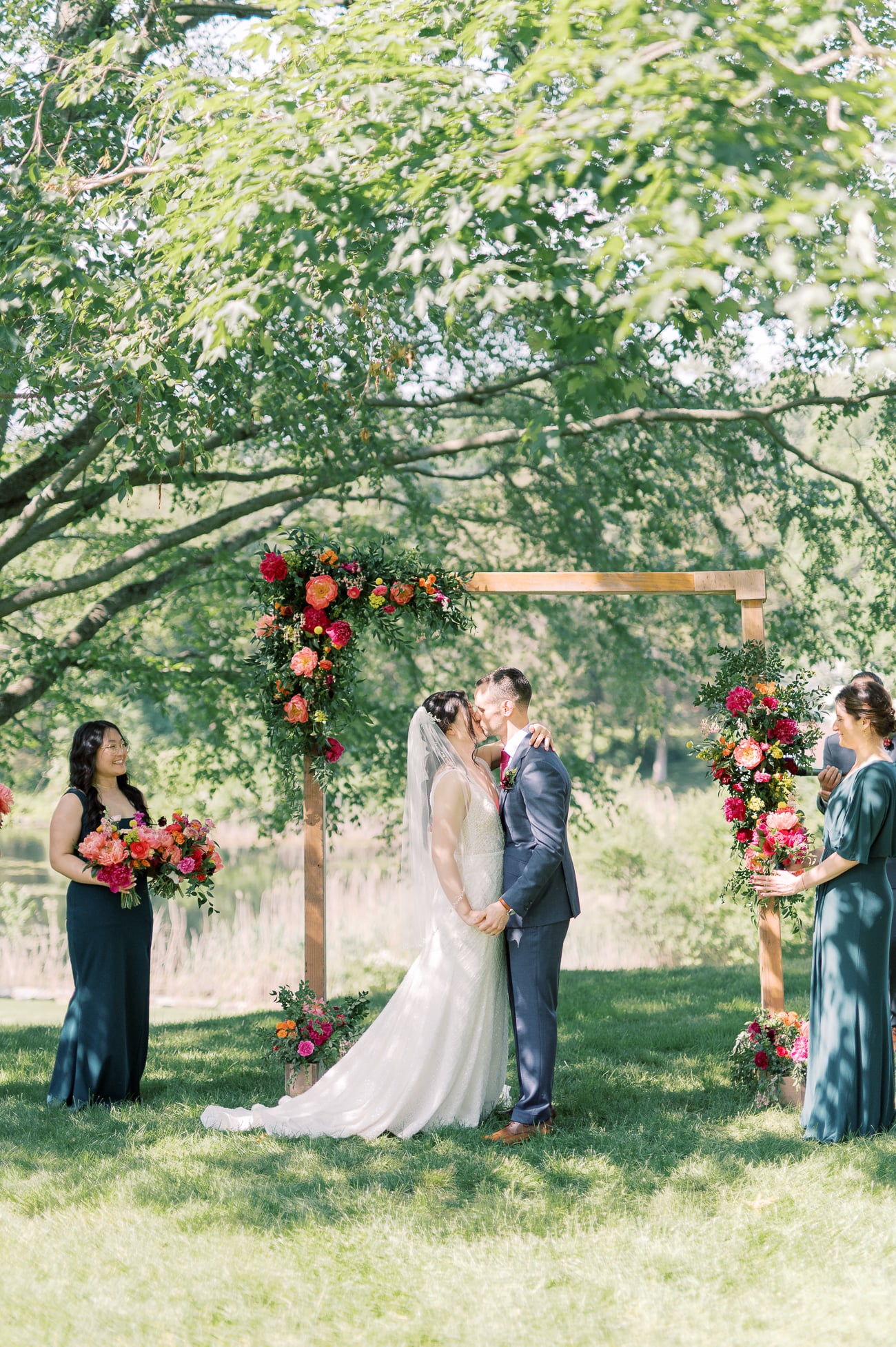 Sarah and Justin kiss at end of ceremony