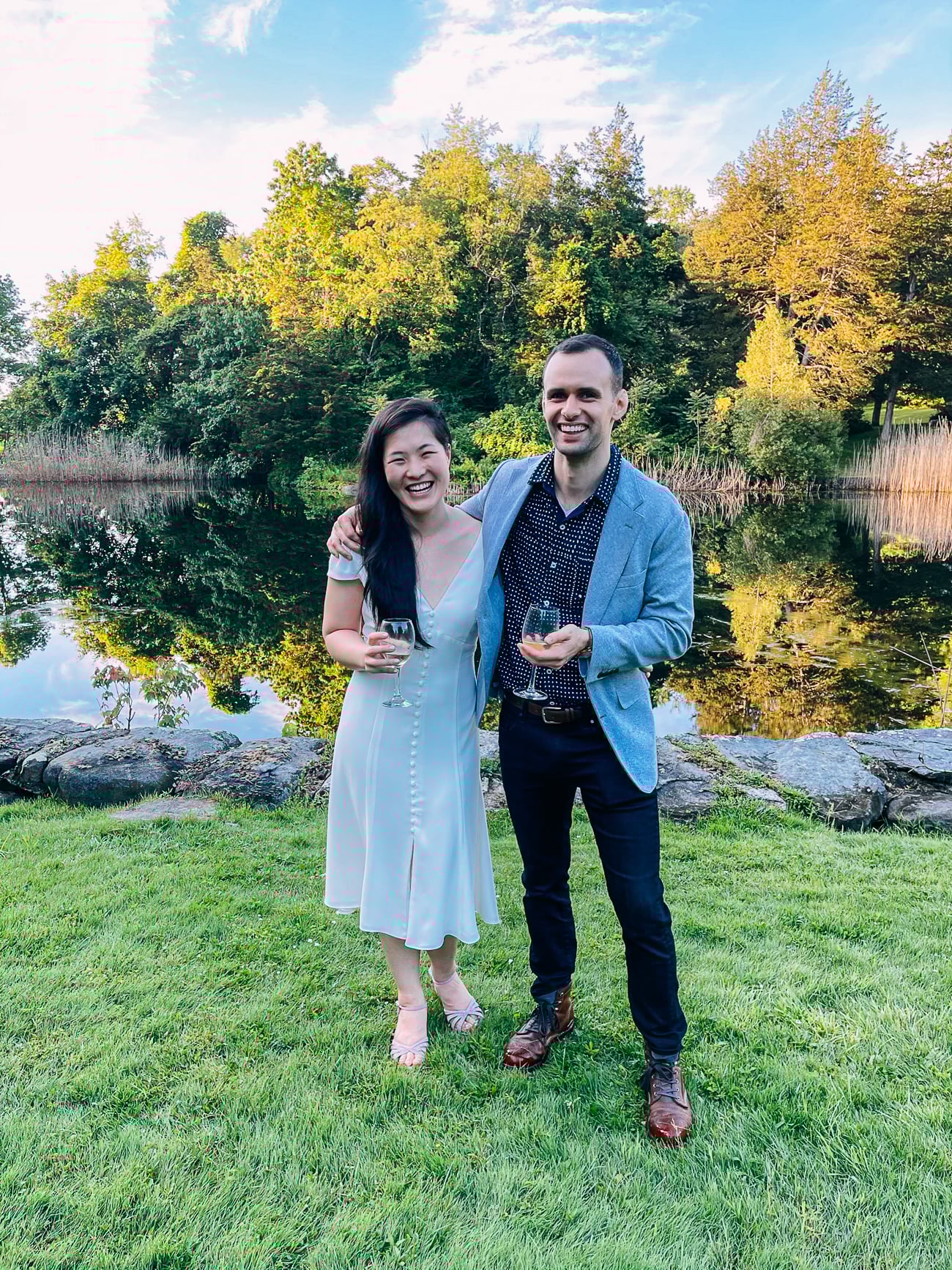 Sarah and Justin in front of the lake