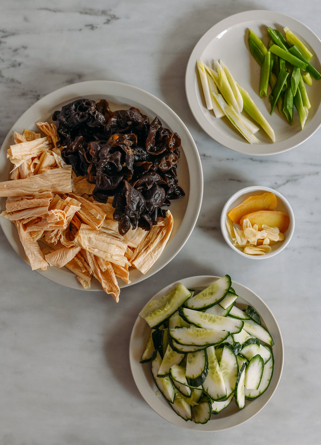 Bean Threads, Wood Ears, Cucumbers for stir-fry