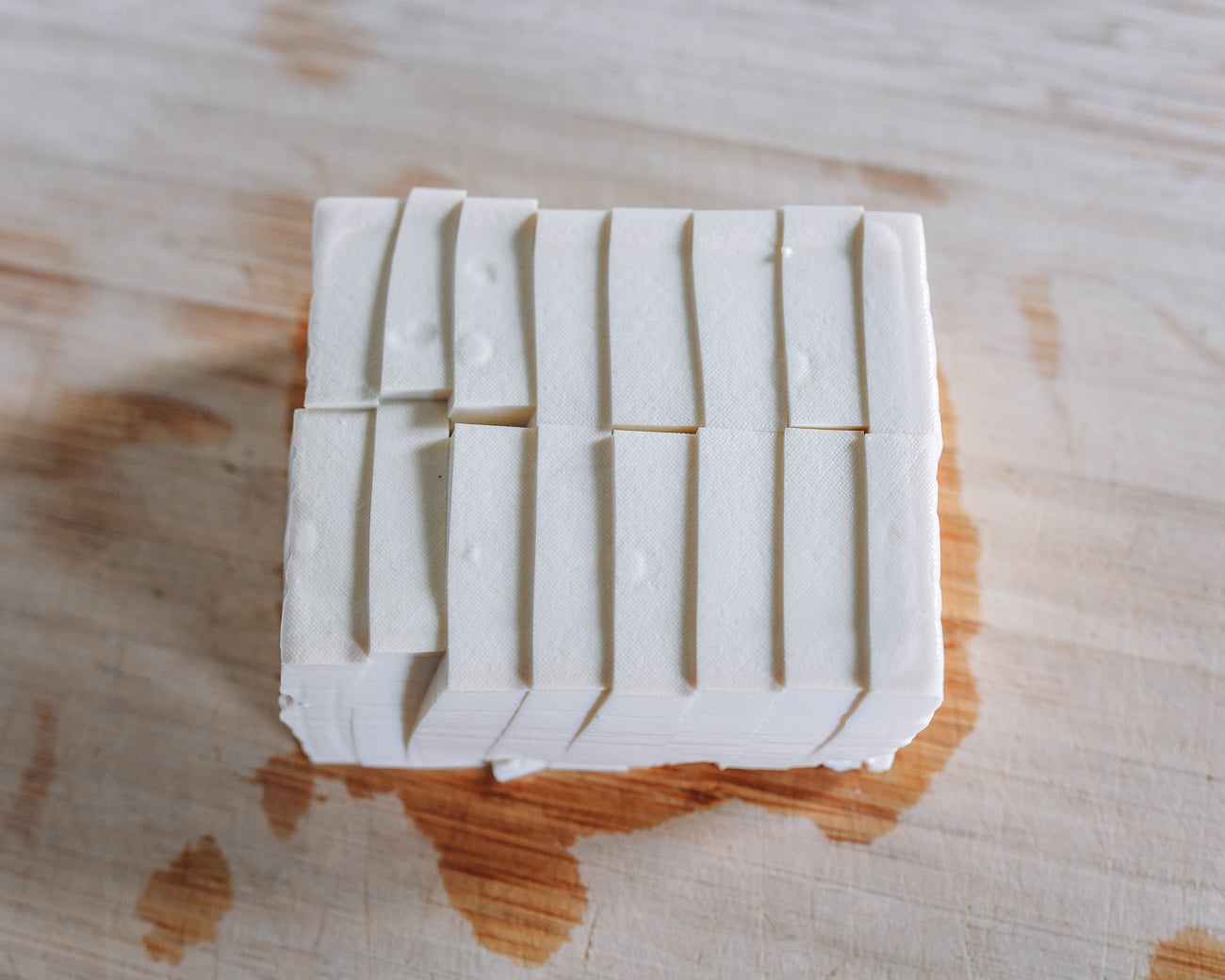 Sliced block of soft tofu