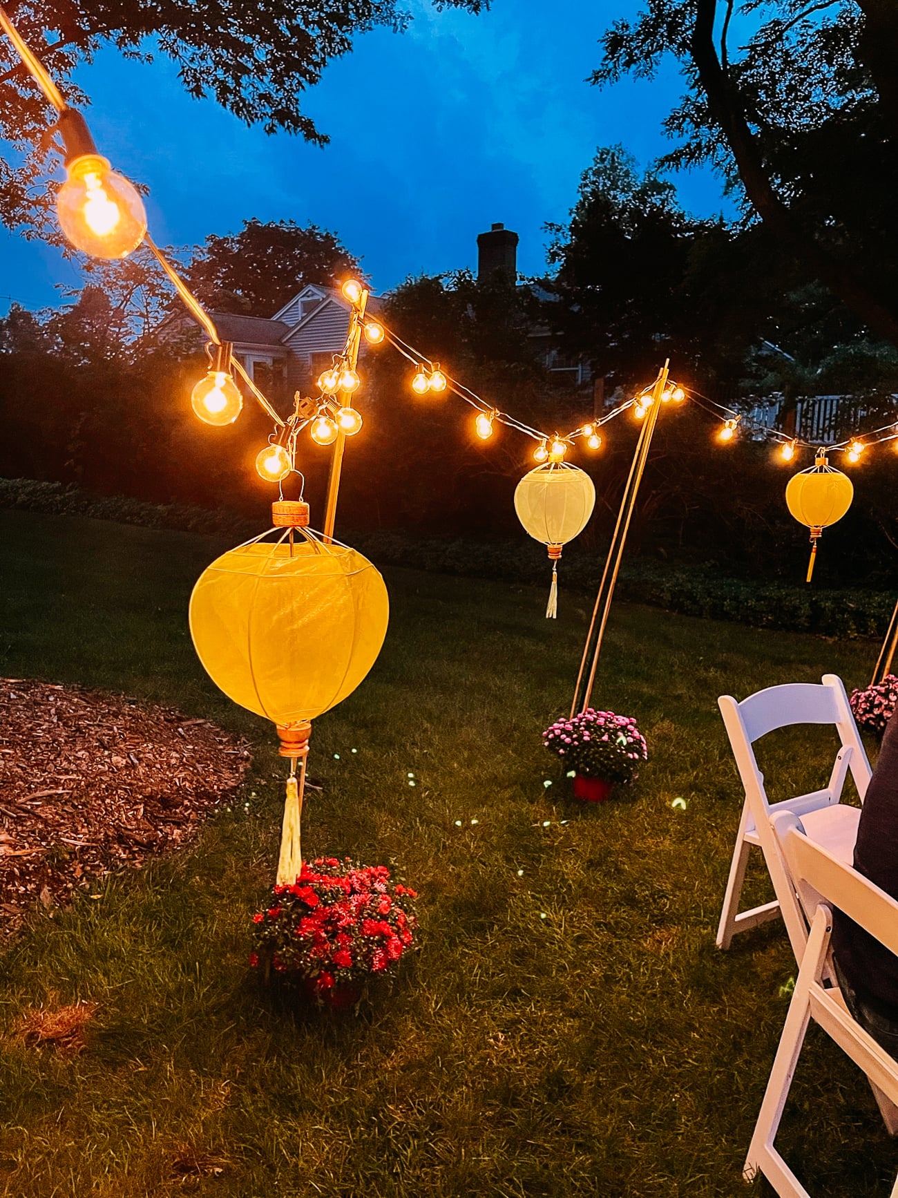 Chinese lanterns and string lights