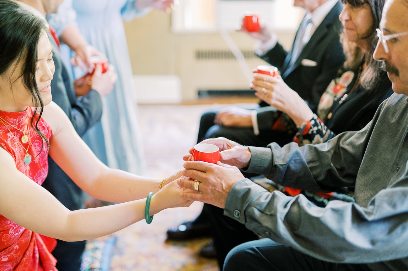 Passing tea during tea ceremony