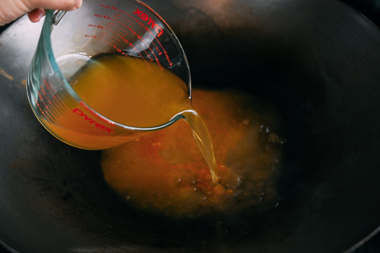 Adding chicken stock to shrimp stock