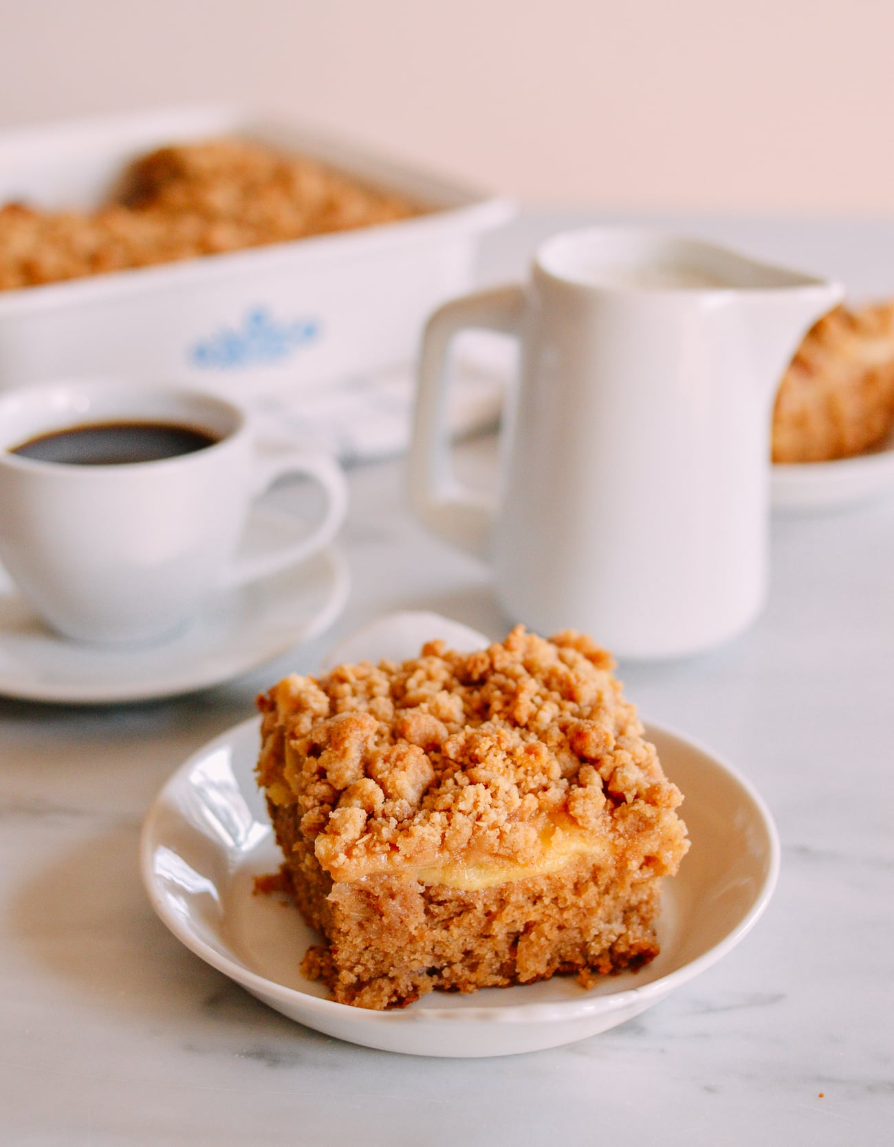 Slice of apple cinnamon coffee cake