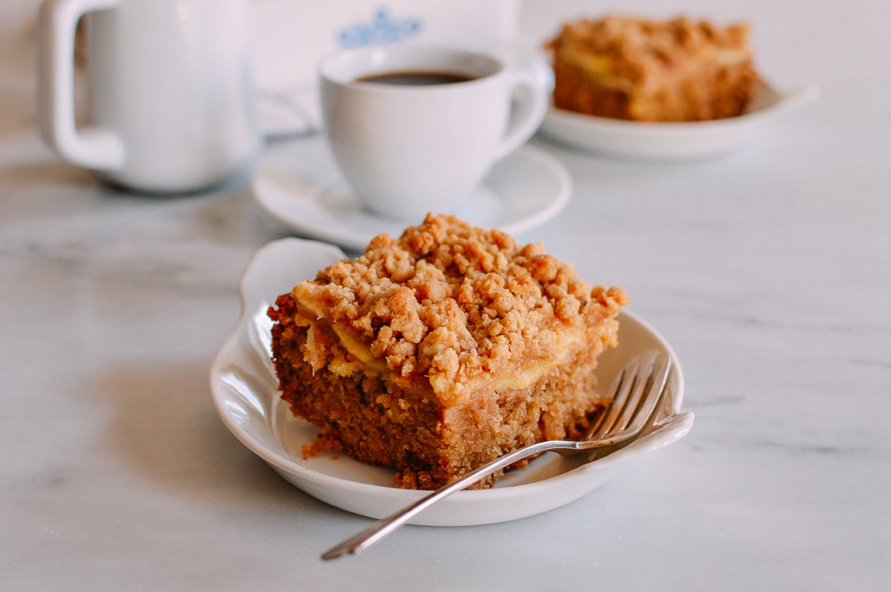 Apple Cinnamon Coffee Cake slice with fork