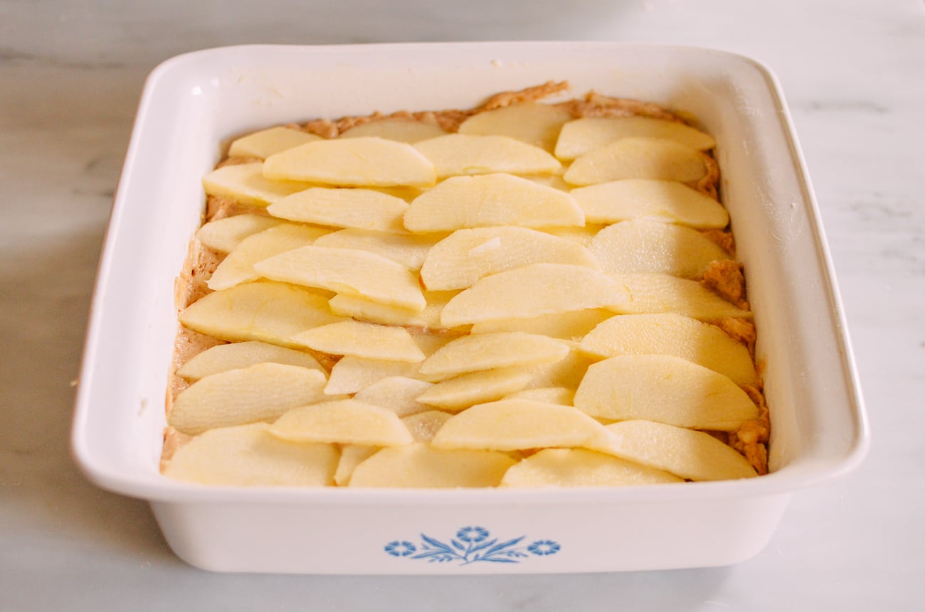 Apple slices on coffee cake