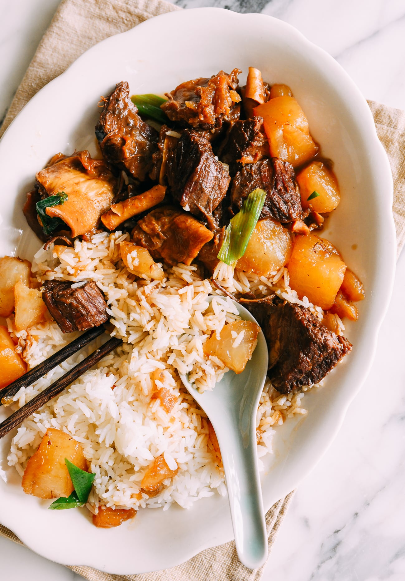 Cantonese Braised Beef with Daikon Radish Over Rice