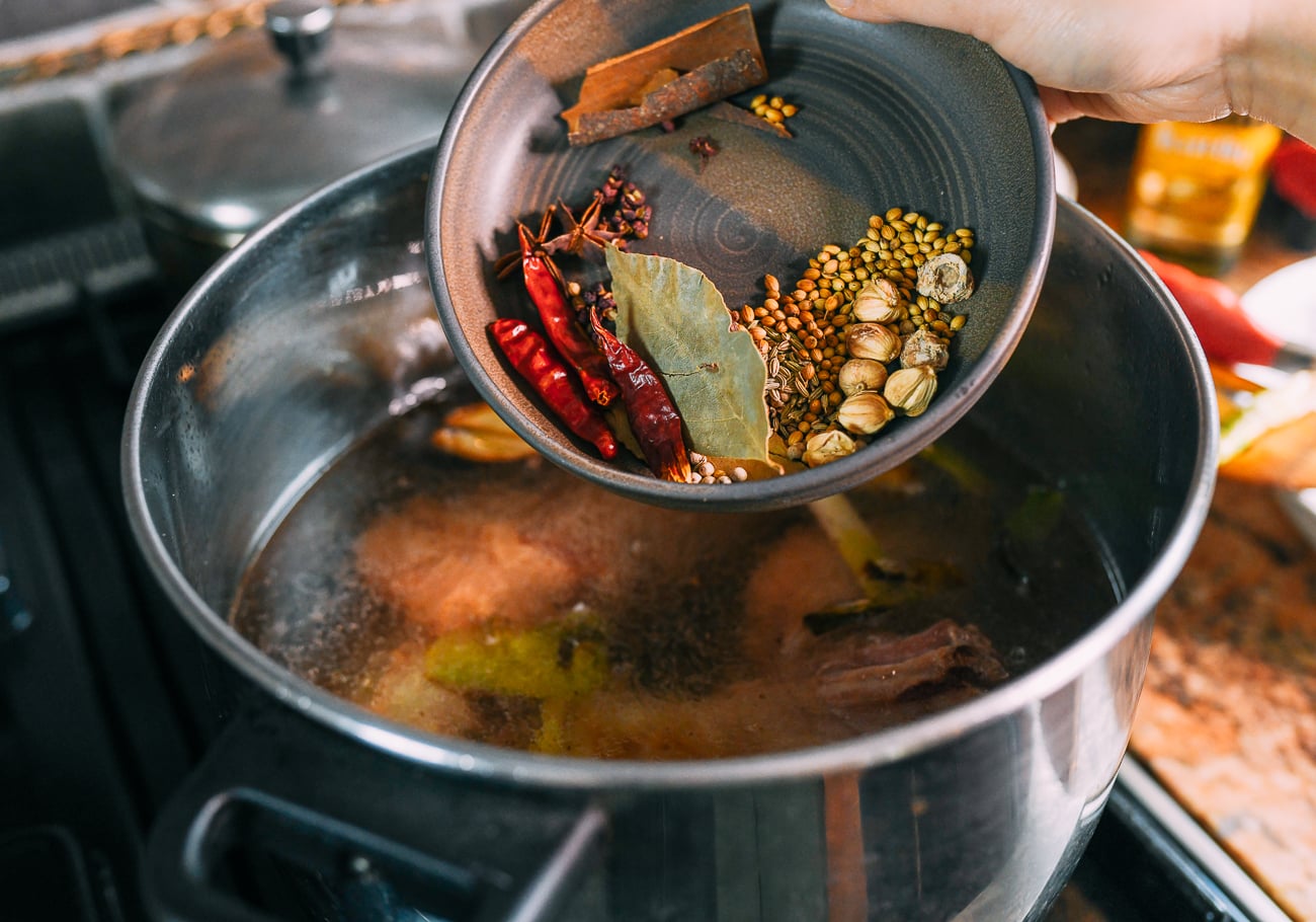 Adding spices to mixture