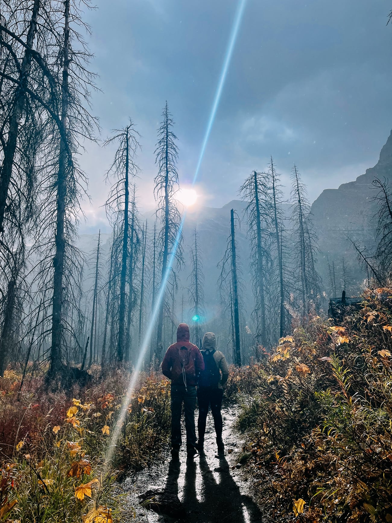 Getting on the St. Mary/Virginia falls trail in sleet