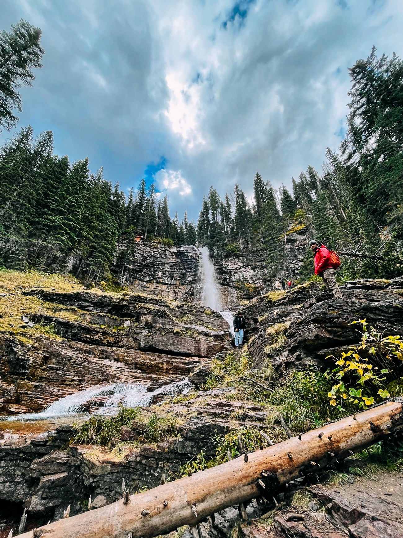 View of Virginia Falls in Glacier National Park from below