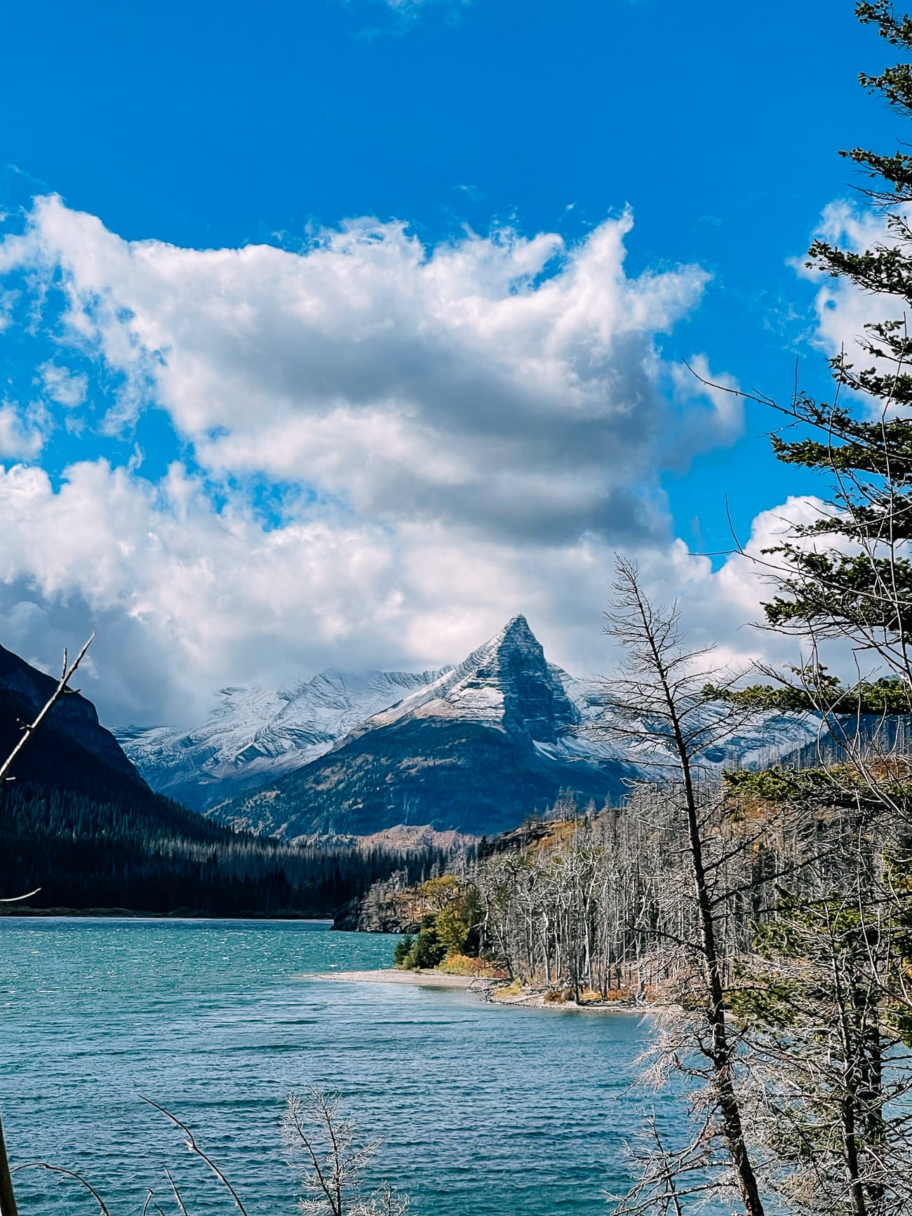 Snow Dusted Peak in Glacier National Park