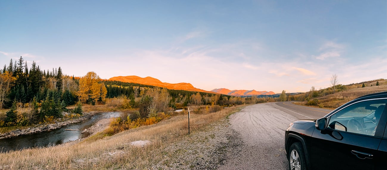 Driving to Two Medicine at Sunrise