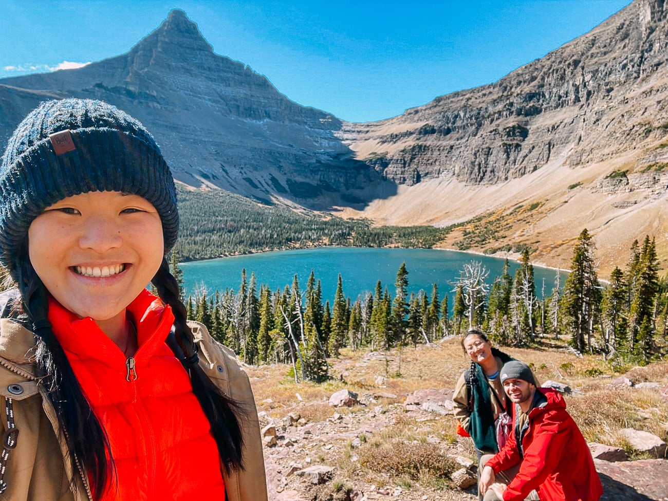 Sarah, Justin, and Kaitlin resting at Old Man Lake