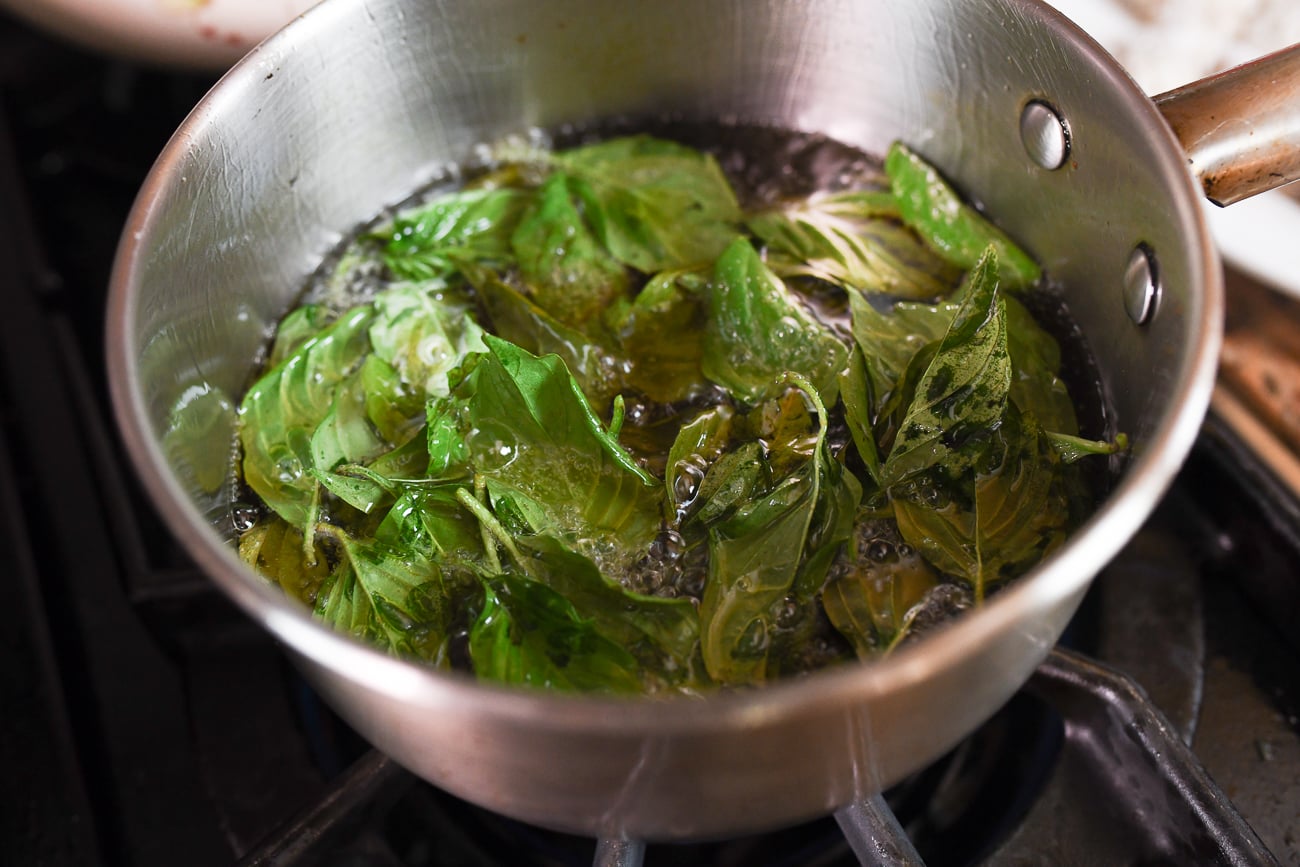 Frying Thai Basil