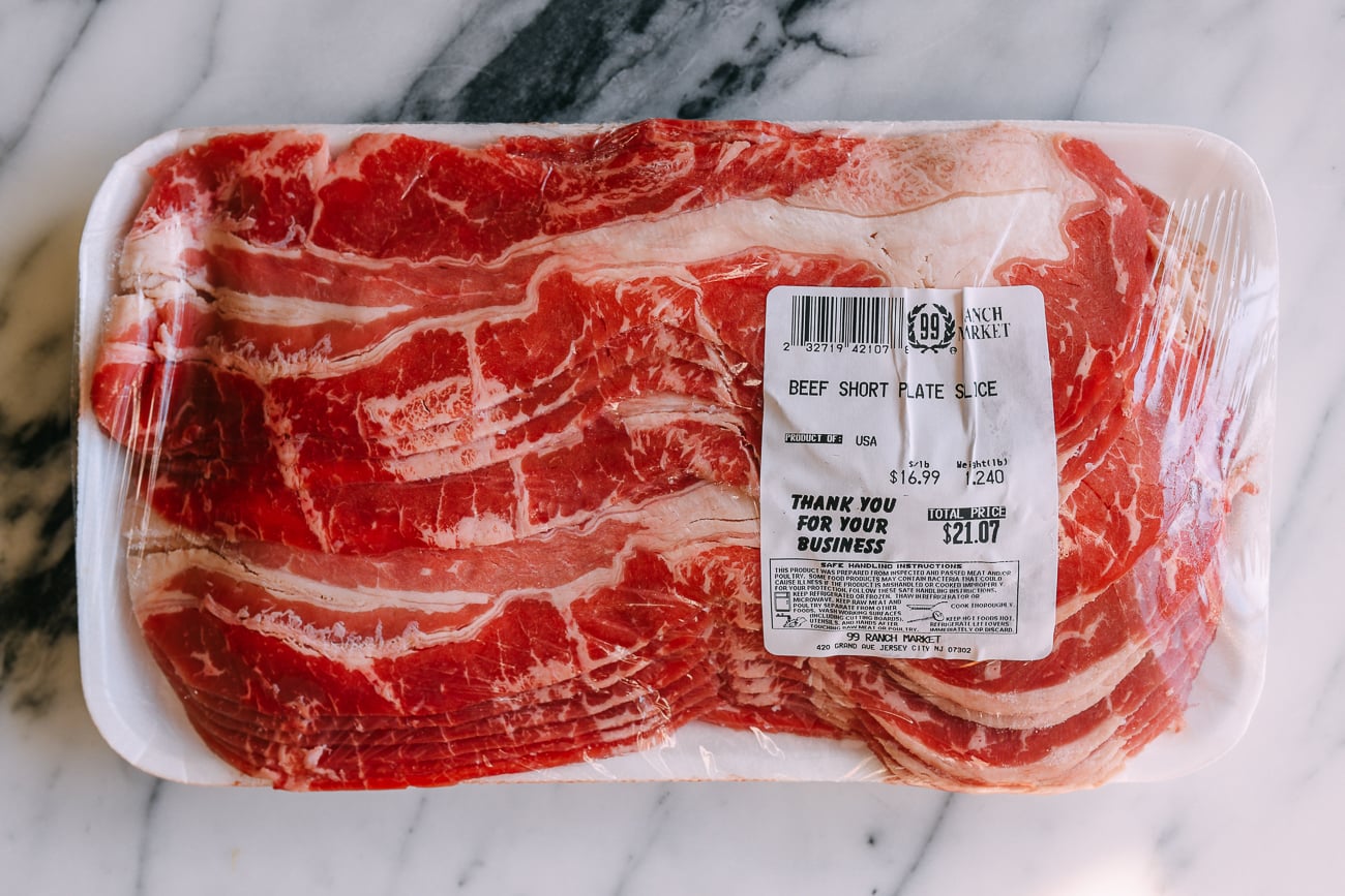 Package of thinly sliced beef for hot pot