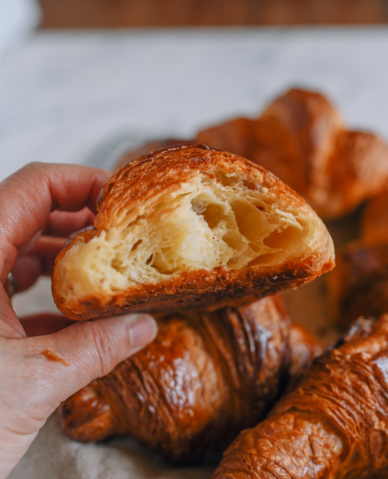 Cross-section of a homemade croissant