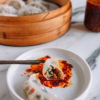 crystal dumplings with chili oil