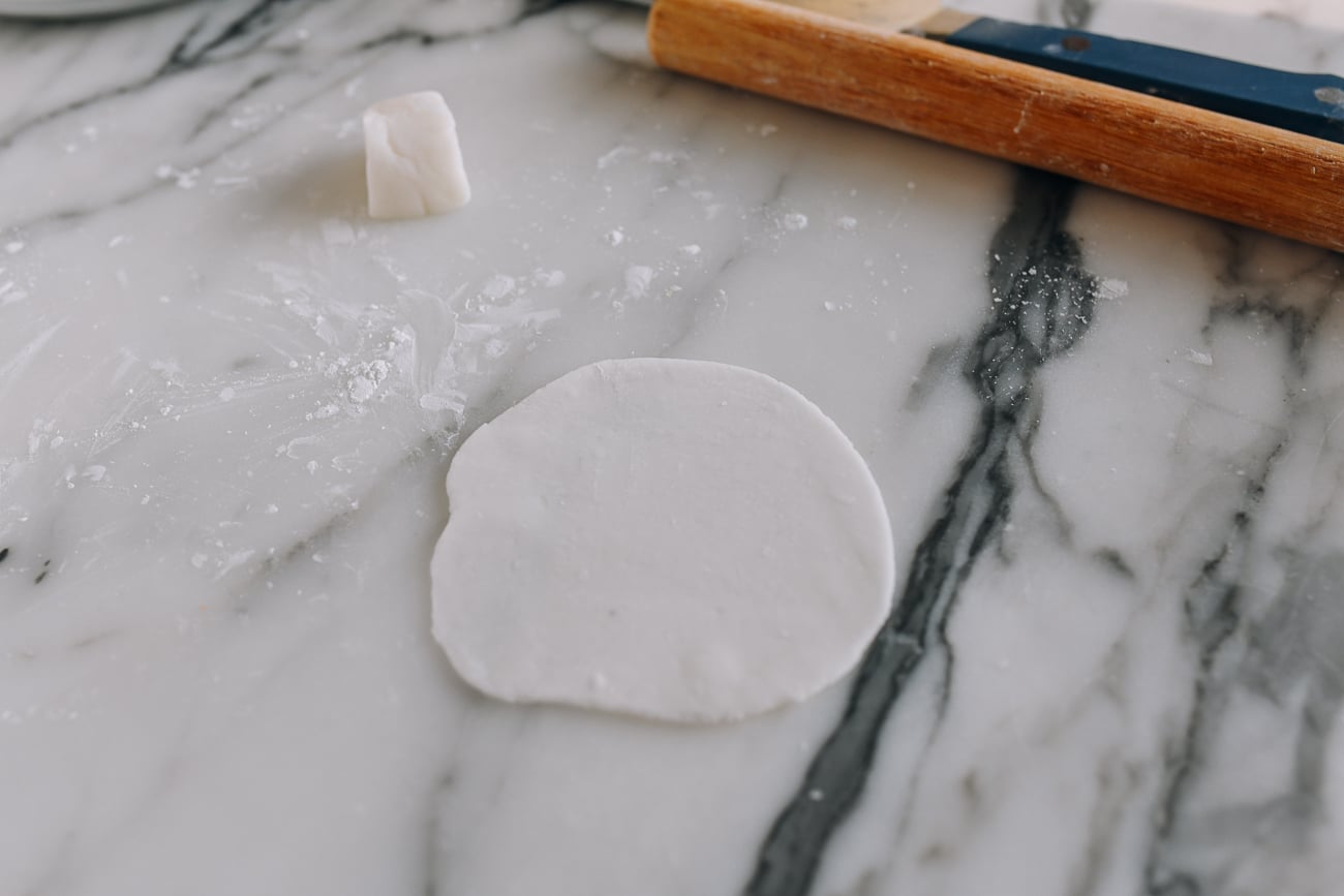 dumpling skin rolled out into a circle