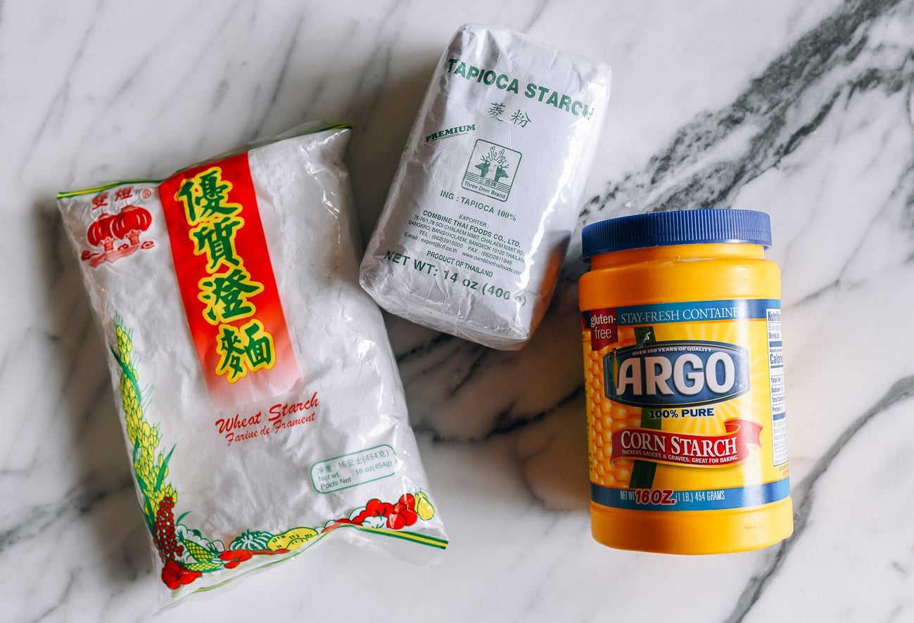 wheat starch, tapioca starch, and cornstarch